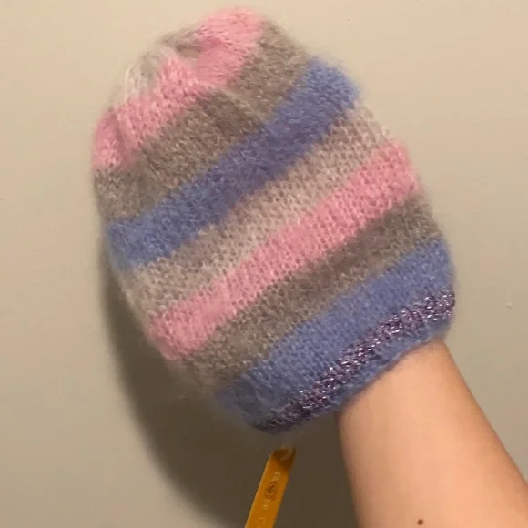NEW ROSE CARMINE baby mohair striped hat in pastel Rose Carmine Baby Mohair Striped Hat In Pastel | ShopSimon main image 2